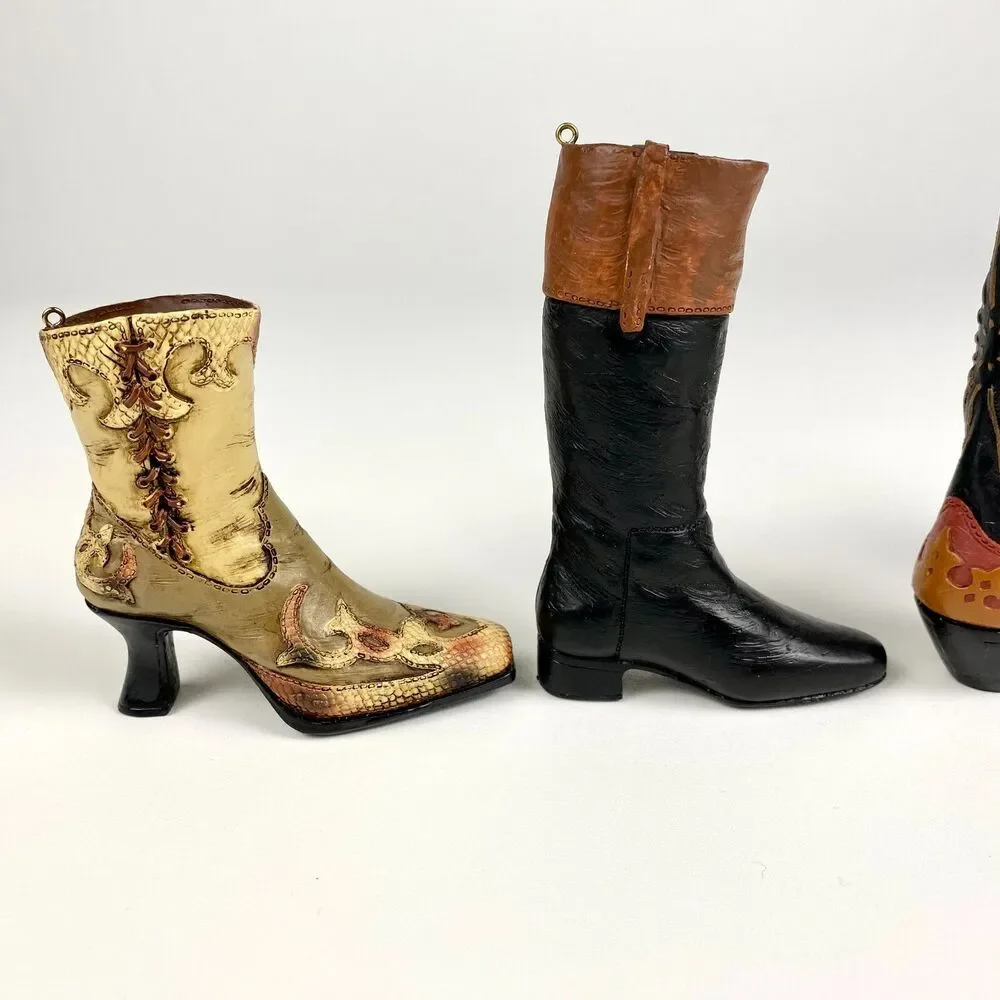VTG JC Penney Mini Shoe Ornaments Women’s Casual Boot Set of 4 NIB Resin Boots - Picture 6 of 12